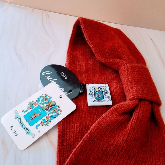 💥 Portolano 100% Cashmere Headband – Rust Red Bow Design - Picture 3 of 4